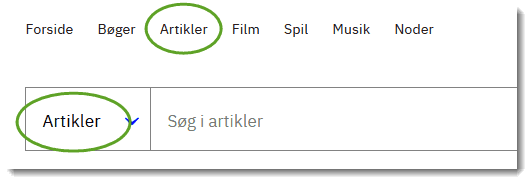 Artikler valgt som materialetype